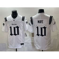 Men New England Patriots  10 Drake Maye White F U S E  Gothic Revolution Edition Stitched Football Jersey