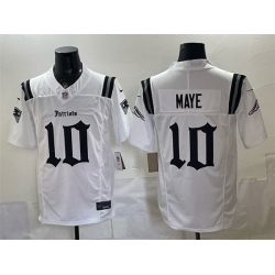 Men New England Patriots  10 Drake Maye White F U S E  Gothic Revolution Edition Stitched Football Jersey