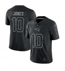 Men New England Patriots 10 Mac Jones Black Reflective Limited Stitched Football Jersey