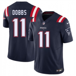 Men New England Patriots 11 Joshua Dobbs Navy 2025 F U S E  Vapor Limited Stitched Football Jersey