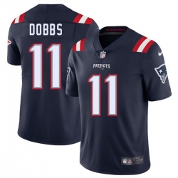 Men New England Patriots 11 Joshua Dobbs Navy 2025 Vapor Limited Stitched Football Jersey