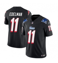 Men New England Patriots 11 Julian Edelman Black 2023 F U S E  Throwback Limited Stitched Football Jersey