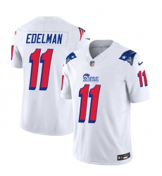 Men New England Patriots 11 Julian Edelman White 2023 F U S E  Throwback Limited Stitched Football Jersey