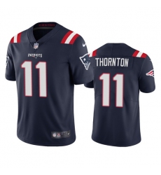 Men New England Patriots 11 Tyquan Thornton Navy Vapor Untouchable Limited Stitched Jersey