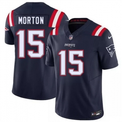 Men New England Patriots  15 Behren Morton Navy 2026 Draft F U S E  Vapor Limited Stitched Football Jersey