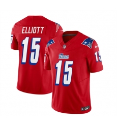 Men New England Patriots 15 Ezekiel Elliott Red 2023 F U S E  Throwback Limited Stitched Football Jersey