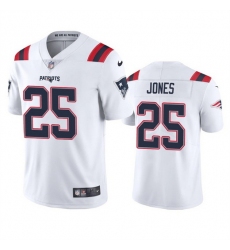 Men New England Patriots 25 Marcus Jones White Vapor Untouchable Limited Stitched Jersey