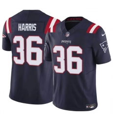 Men New England Patriots 36 Kevin Harris Navy 2023 F U S E  Vapor Limited Stitched Football Jersey