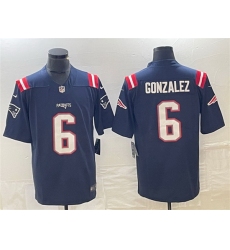 Men New England Patriots 6 Christian Gonzalez Navy Vapor Untouchable Limited Stitched Football Jersey