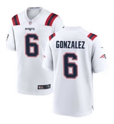Men New England Patriots 6 Christian Gonzalez White Stitched Game Jersey