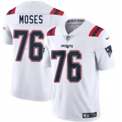 Men New England Patriots 76 Morgan Moses White 2025 Vapor Limited Stitched Football Jersey
