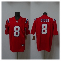 Men New England Patriots 8 Stefon Diggs Red 2025 Vapor Limited Stitched Football Jersey