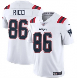 Men New England Patriots 86 Giovanni Ricci White 2025 Vapor Limited Stitched Football Jersey