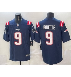 Men New England Patriots 9 Kayshon Boutte Navy Vapor Limited Stitched Football Jersey