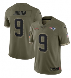 Men New England Patriots 9 Matt Judon Olive 2022 Salute To Service Limited Stitched Jersey
