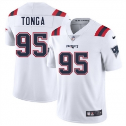 Men New England Patriots 95 Khyiris Tonga White 2025 Vapor Limited Stitched Football Jersey