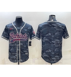 Men New England Patriots Blank Grey Camo With Patch Cool Base Stitched Baseball Jersey
