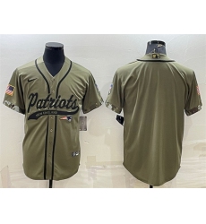 Men New England Patriots Blank Olive Salute To Service Cool Base Stitched Baseball Jersey