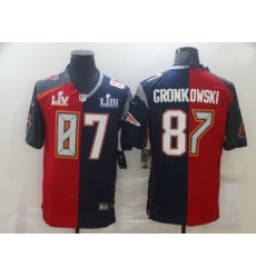Men Nike Tampa Bay Buccaneers  26 New England Patriots 87 Rob Gronkowski Men Red Navy Blue Limited NFL 2020 2021 super bowl Jersey