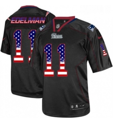 Mens Nike New England Patriots 11 Julian Edelman Elite Black USA Flag Fashion NFL Jersey