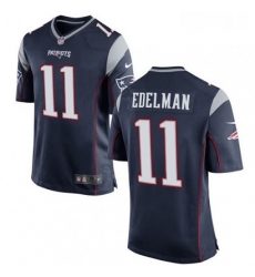 Mens Nike New England Patriots 11 Julian Edelman Game Navy Blue Team Color NFL Jersey