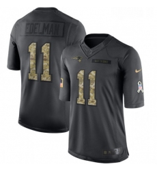 Mens Nike New England Patriots 11 Julian Edelman Limited Black 2016 Salute to Service NFL Jersey