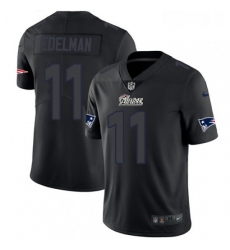 Mens Nike New England Patriots 11 Julian Edelman Limited Black Rush Impact NFL Jersey