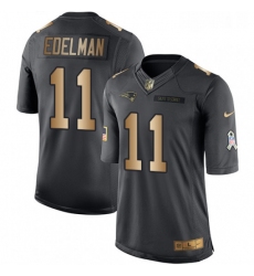 Mens Nike New England Patriots 11 Julian Edelman Limited BlackGold Salute to Service NFL Jersey