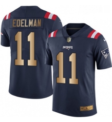 Mens Nike New England Patriots 11 Julian Edelman Limited NavyGold Rush NFL Jersey