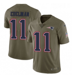 Mens Nike New England Patriots 11 Julian Edelman Limited Olive 2017 Salute to Service NFL Jersey