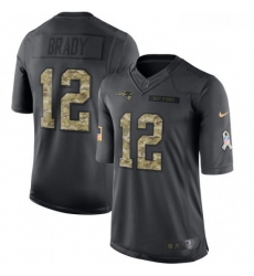 Mens Nike New England Patriots 12 Tom Brady Limited Black 2016 Salute to Service NFL Jersey
