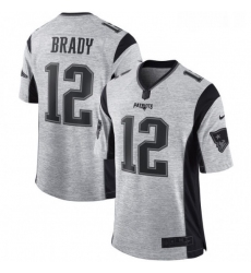 Mens Nike New England Patriots 12 Tom Brady Limited Gray Gridiron II NFL Jersey