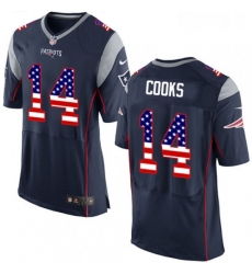 Mens Nike New England Patriots 14 Brandin Cooks Elite Navy Blue Home USA Flag Fashion NFL Jersey