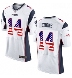Mens Nike New England Patriots 14 Brandin Cooks Elite White Road USA Flag Fashion NFL Jersey