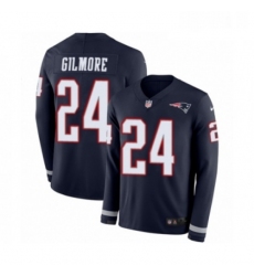 Mens Nike New England Patriots 24 Stephon Gilmore Limited Navy Blue Therma Long Sleeve NFL Jersey