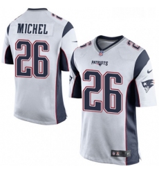Mens Nike New England Patriots 26 Sony Michel Game White NFL Jersey