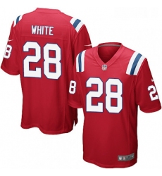 Mens Nike New England Patriots 28 James White Game Red Alternate NFL Jersey