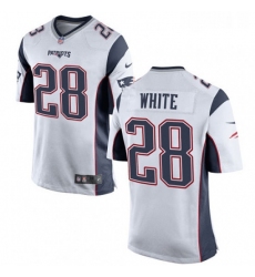 Mens Nike New England Patriots 28 James White Game White NFL Jersey