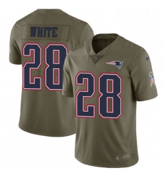 Mens Nike New England Patriots 28 James White Limited Olive 2017 Salute to Service NFL Jersey