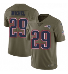 Mens Nike New England Patriots 29 Sony Michel Limited Olive 2017 Salute to Service NFL Jersey