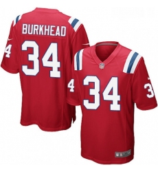 Mens Nike New England Patriots 34 Rex Burkhead Game Red Alternate NFL Jersey