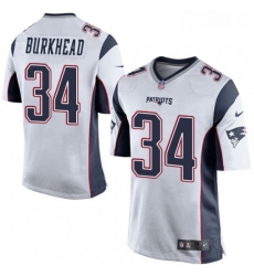 Mens Nike New England Patriots 34 Rex Burkhead Game White NFL Jersey