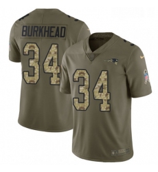 Mens Nike New England Patriots 34 Rex Burkhead Limited OliveCamo 2017 Salute to Service NFL Jersey