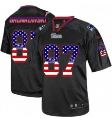 Mens Nike New England Patriots 87 Rob Gronkowski Elite Black USA Flag Fashion NFL Jersey