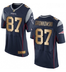 Mens Nike New England Patriots 87 Rob Gronkowski Elite NavyGold Team Color NFL Jersey