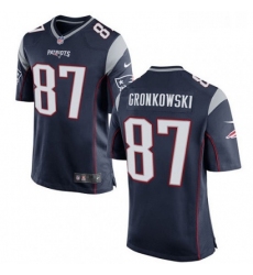 Mens Nike New England Patriots 87 Rob Gronkowski Game Navy Blue Team Color NFL Jersey
