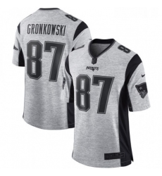 Mens Nike New England Patriots 87 Rob Gronkowski Limited Gray Gridiron II NFL Jersey