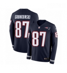 Mens Nike New England Patriots 87 Rob Gronkowski Limited Navy Blue Therma Long Sleeve NFL Jersey