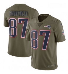 Mens Nike New England Patriots 87 Rob Gronkowski Limited Olive 2017 Salute to Service NFL Jersey