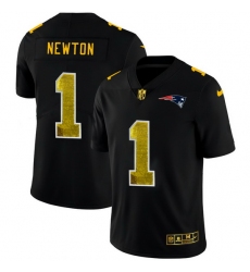 New England Patriots 1 Cam Newton Men Black Nike Golden Sequin Vapor Limited NFL Jersey